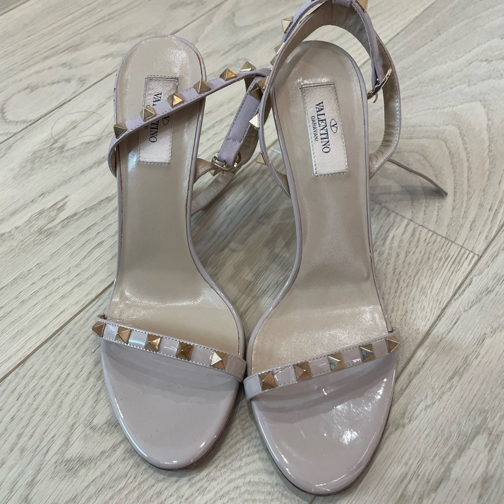 Valentino Beige Studded Heels with Transparent Strap